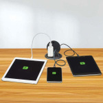 Tripp-Lite TLP12POAM Protect It! In-Desktop Power Grommet - NEMA 5-15P, 2x USB-A Charging, Surge Protection, 10 ft. Cord, Antimicrobial, Black (16)