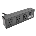 Tripp-Lite TLP310USBC Protect It! 3-Outlet Surge Protector with Desk Clamp, 10 ft. Cord, 510 Joules, 2 USB Charging Ports, Black Housing (1)