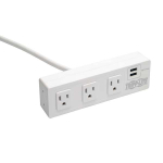 Tripp-Lite TLP310USBCW 3-Outlet Surge Protector with 2 USB Ports 10 ft. (3.05 m) Cord - 510 Joules Desk Clamp White Housing (1)