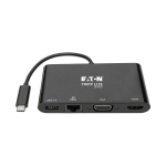 Tripp-Lite U444-06N-HV4GUB USB-C Multiport Adapter - 4K HDMI, VGA, USB 3.x (5Gbps) Hub Port, GbE, HDCP, Black (4)