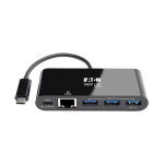 Tripp-Lite U460-003-3AGB-C 3-Port USB-C Hub - USB 3.x (5Gpbs) Hub Ports, Gigabit Ethernet, 60W PD Charging, Black (2)