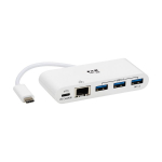 Tripp-Lite U460-003-3AG-C 3-Port USB-C Hub - USB 3.x (5Gpbs) Hub Ports, Gigabit Ethernet, 60W PD Charging, White (0)