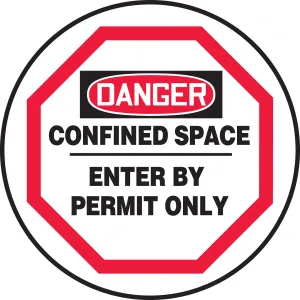 Accuform CMH202 OSHA Danger Manhole Cover Sign: Confined Space - Enter By Permit Only