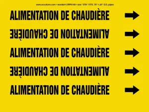 Accuform CRPK165STA French Pipe Marker: Alimentation De Chaudière