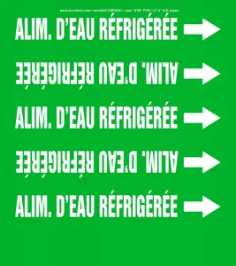 Accuform CRPK251STB French Pipe Marker: Alim. D'Eau Réfrigérée