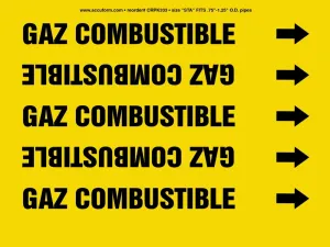 Accuform CRPK333STA French Pipe Marker: Gaz Combustible