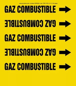 Accuform CRPK333STB French Pipe Marker: Gaz Combustible