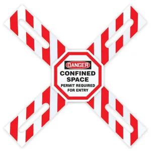 Accuform CXB633 OSHA Danger Man-Way Cross Barrier: Confined Space - Permit Required For Entry