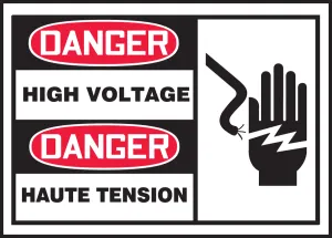Accuform FBLELC055XVE French Bilingual OSHA Danger Electrical Safety Label: High Voltage