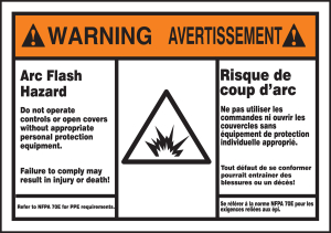 Accuform FBLSPS374 Bilingual ANSI Warning Arc Flash Protection Label: Arc Flash Hazard