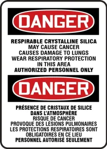 Accuform FBMCAW045VA OSHA Danger Safety Sign: Respirable Crystalline Silica - May Cause Cancer - Causes Damage To Lungs - Wear Respiratory Protection In This Area