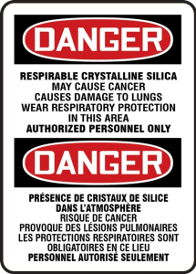 Accuform FBMCAW045VS OSHA Danger Safety Sign: Respirable Crystalline Silica - May Cause Cancer - Causes Damage To Lungs - Wear Respiratory Protection In This Area