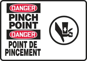 Accuform FBMEQT102VA Bilingual OSHA Danger Safety Sign: Pinch Point