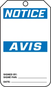 Accuform FBMNT101CTM Bilingual French Tag - Header