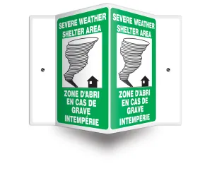 Accuform FBPSP442 French Bilingual Projection Sign: Severe Weather Shelter Area
