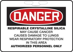 Accuform FBR104 OSHA Danger Rope Signs: Respirable Crystalline Silica - May Cause Cancer - Causes Damage To Lungs - Wear Respiratory Protection In This Area