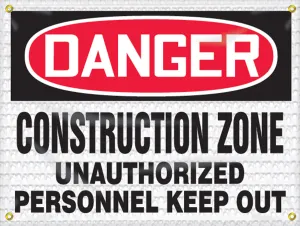 Accuform FMB134 OSHA Danger High Wind Safety Sign: Construction Zone - Unauthorized Personnel Keep Out