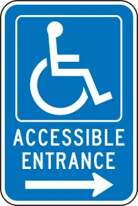 Accuform FRA236RA Federal Parking Sign: Handicap Accessible Entrance (Right Arrow)