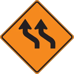 Accuform FRC327RV Roll-Up Construction Sign: Two Lane Reverse Curve (Left)