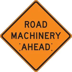 Accuform FRC331MV Roll-Up Construction Sign: Road Machinery Ahead