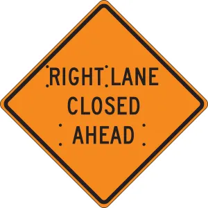 Accuform FRC424RV Roll-Up Construction Sign: Right Lane Closed Ahead