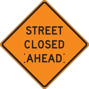 Accuform FRC440RV Roll-Up Construction Sign: Street Closed Ahead