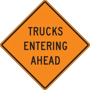 Accuform FRK249DP Rigid Construction Sign: Trucks Entering Highway