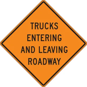 Accuform FRK259DP Rigid Construction Sign: Trucks Entering and Leaving Roadway