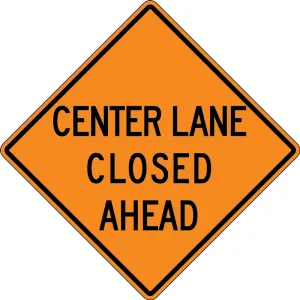 Accuform FRK287HP Rigid Construction Sign: Center Lane Closed Ahead (3 Line)