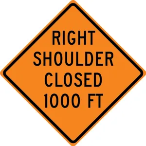 Accuform FRK317DP Rigid Construction Sign: Right Shoulder Closed Ahead