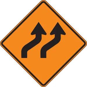 Accuform FRK361DP Rigid Construction Sign: Two Lane Reverse Curve (Right)