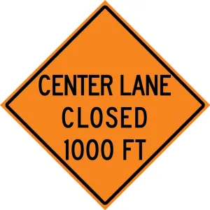 Accuform FRK448DP Rigid Construction Sign: Center Lane Closed Ahead (3 Line)