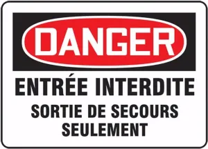 Accuform FRMADC011VP Bilingual French Sign - Fire Exit