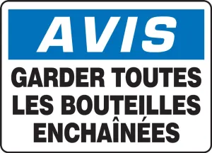 Accuform FRMCPG826XT OSHA Notice Safety Sign: Keep All Cylinders Chained