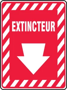 Accuform FRMFXG417XT Safety Sign: Fire Extinguisher (Down Arrow White)