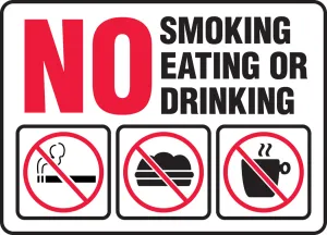 Accuform FRMSMG537XL Safety Sign: No Smoking Eating Or Drinking
