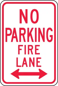 Accuform FRP127RA No Parking Traffic Sign: Fire Lane (Double Arrow)