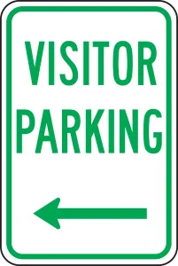 Accuform FRP262RA Traffic Sign: Visitor Parking (Left Arrow)