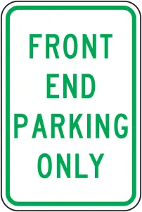 Accuform FRP307RA Parking Sign: Front End Parking Only