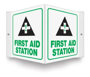 Accuform FRPSP619 Bilingual Projection Safety Sign: Station (First Aid)