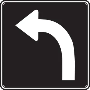 Accuform FRR025HP TRAFFIC SIGN - LANE TURNS LEFT