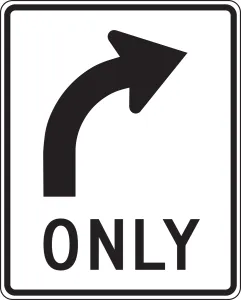 Accuform FRR037HP Lane Guidance Sign: Right Turn Only (Arrow)