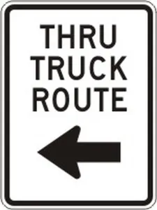 Accuform FRR232DP Facility Traffic Sign: Thru Truck Route (Left Arrow)