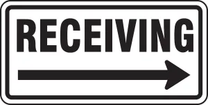 Accuform FRR274RA Facility Traffic Sign: Receiving, Right Arrow