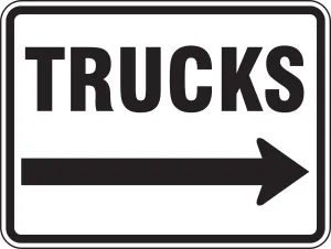 Accuform FRR280RA Facility Traffic Sign: Trucks, Right Arrow