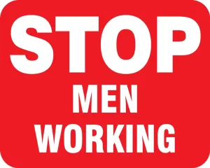 Accuform FRR354RD Railroad Clamp Sign: Stop - Men Working
