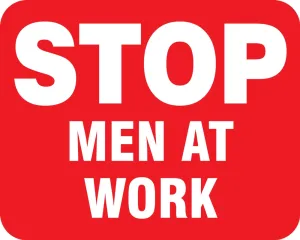 Accuform FRR363RD Railroad Clamp Sign: Stop - Men At Work