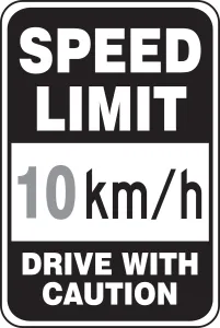 Accuform FRR4398HP Speed Limit Sign: Speed Limit _ km/h - Drive With Caution