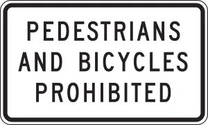 Accuform FRR449HP Bicycle & Pedestrian Sign: Pedestrians and Bicycles Prohibited