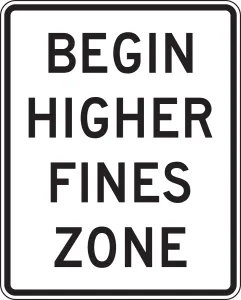 Accuform FRR608RA Speed Limit Sign: Begin Higher Fines Zone